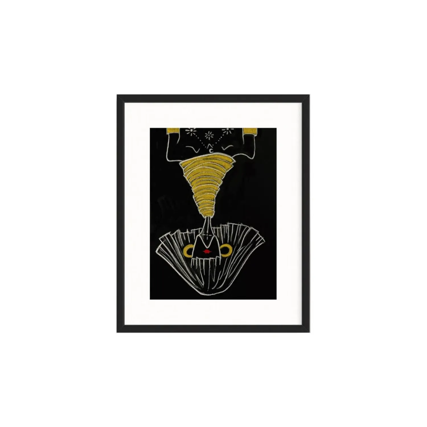 Goddess Of The Moon A4 Art Print - Black, Gold image