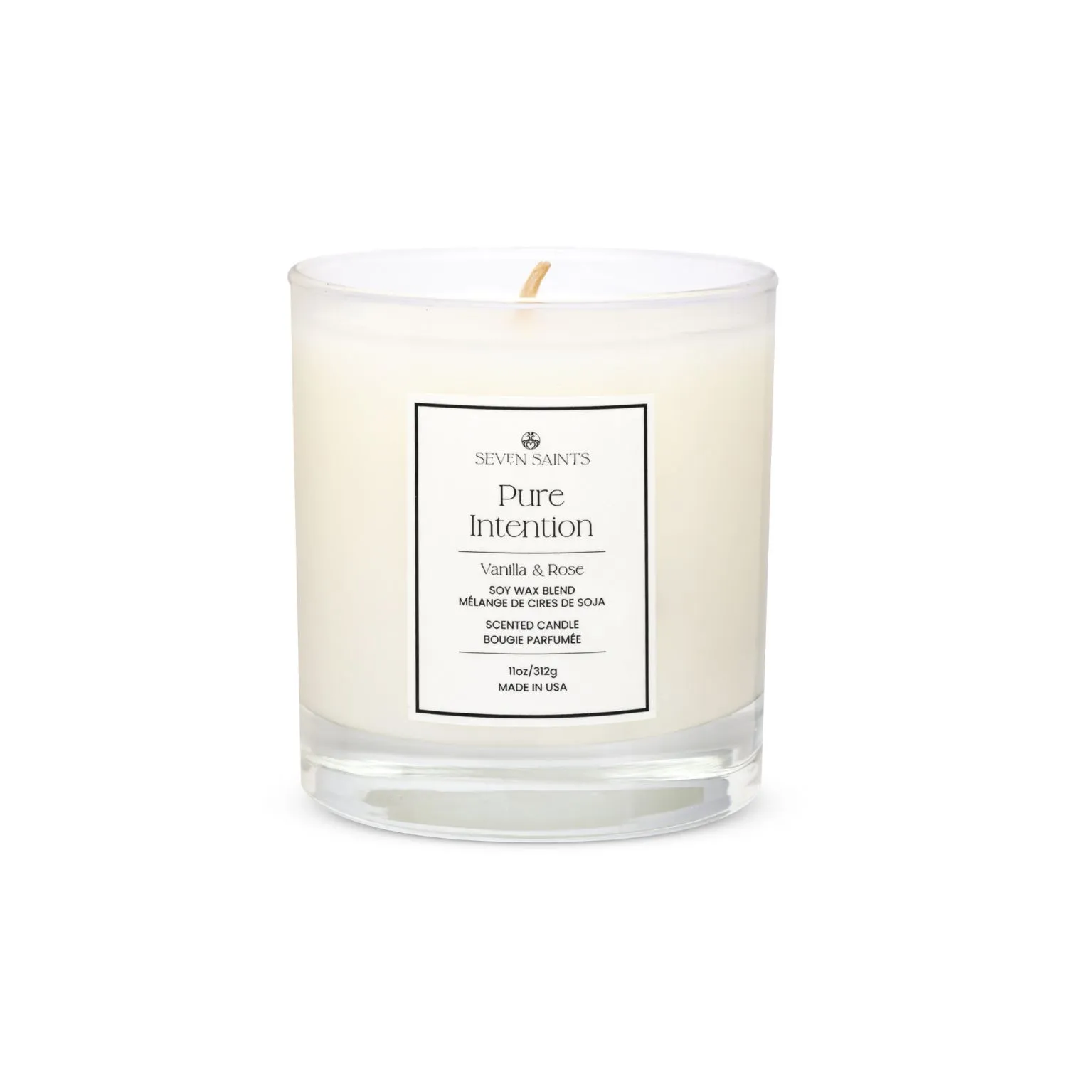 Pure Intention Soy Blend Wax Candle - White, Vanilla Rose image