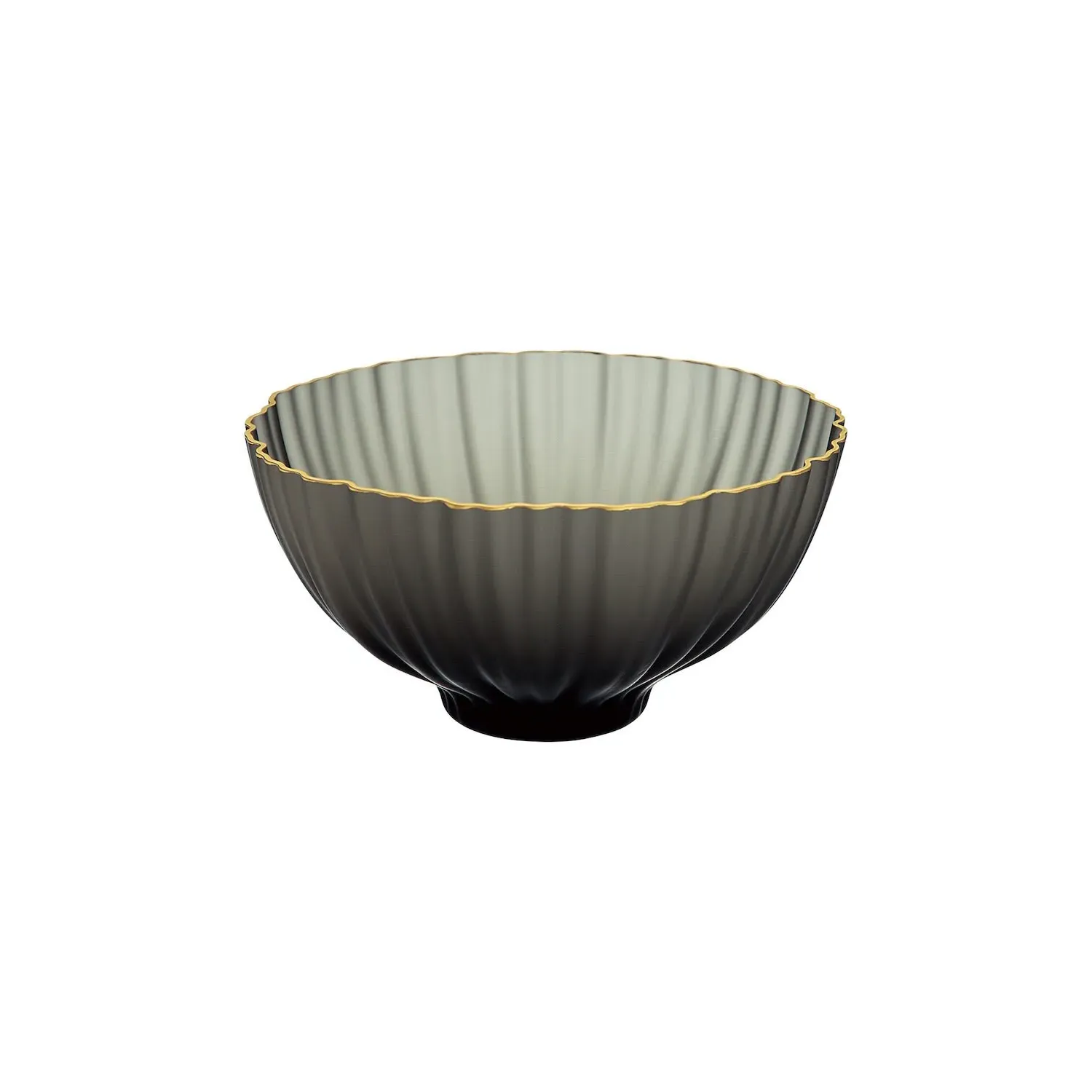 Kikka Large Glass Bowl with Gold Rim - Grey