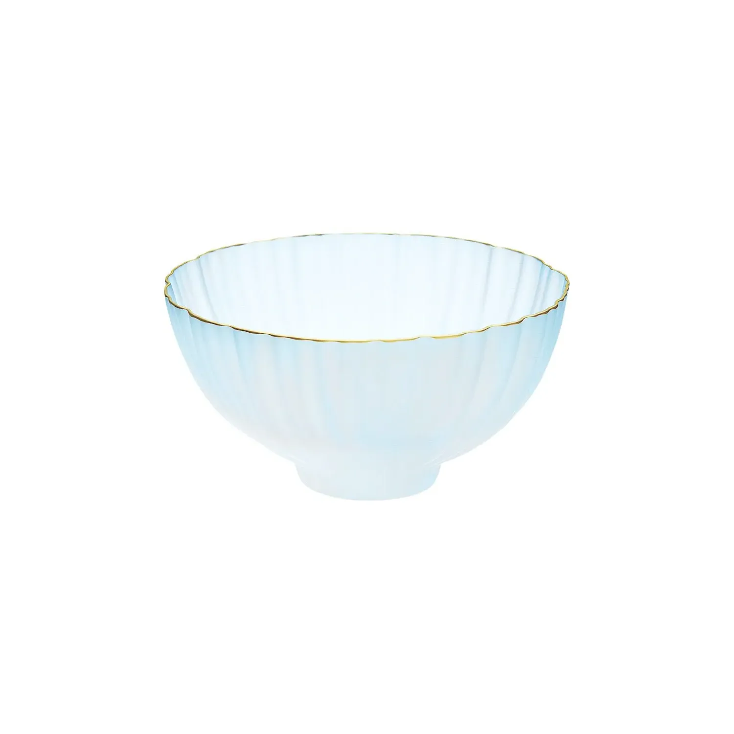 Kikka Large Glass Bowl with Gold Rim - White