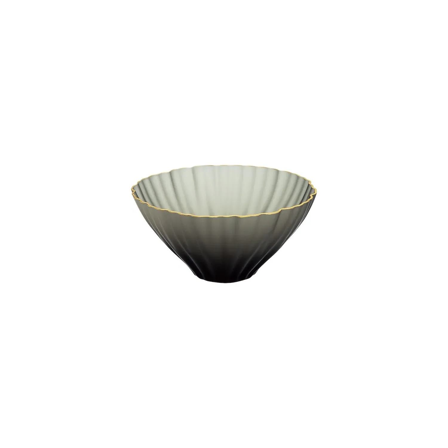 Kikka Medium Glass Bowl with Gold Rim - Grey