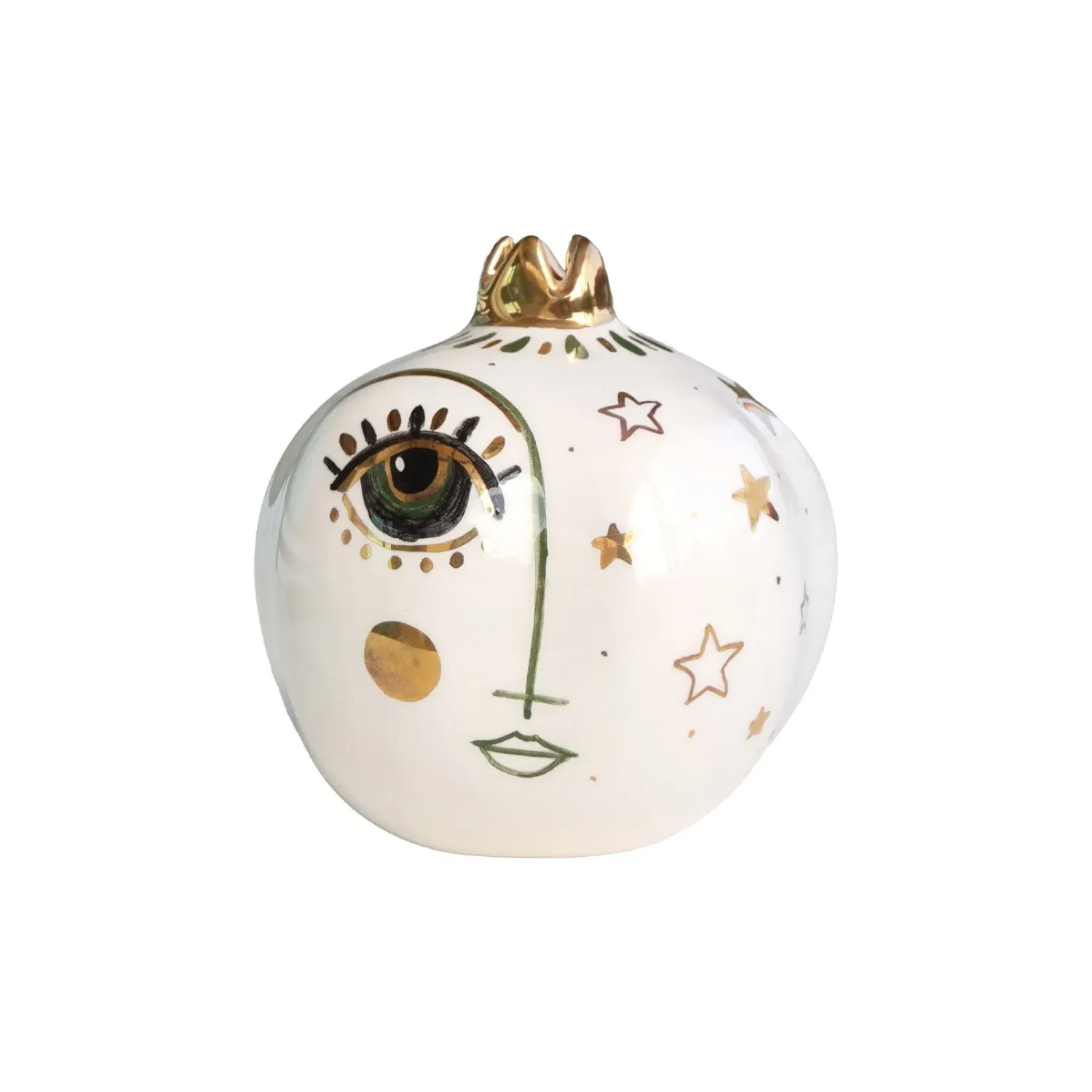 Celestial Eye Face Pomegranate Decoration - Green, Ceramic