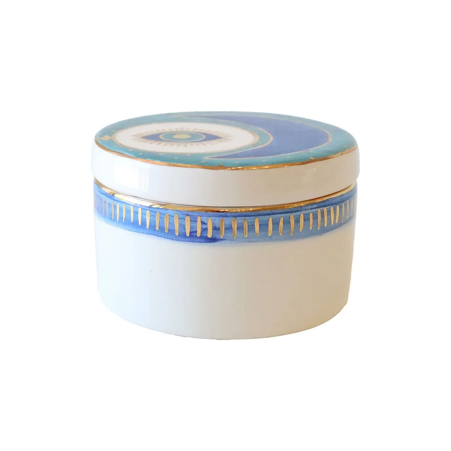 Eye & Blue Crescent Ceramic Containers - Blue