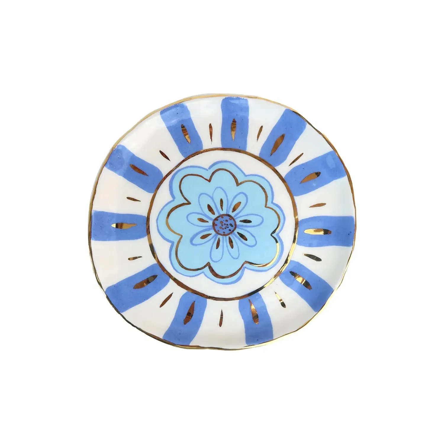 Flower Power Wall Plate - Blue, Ceramic