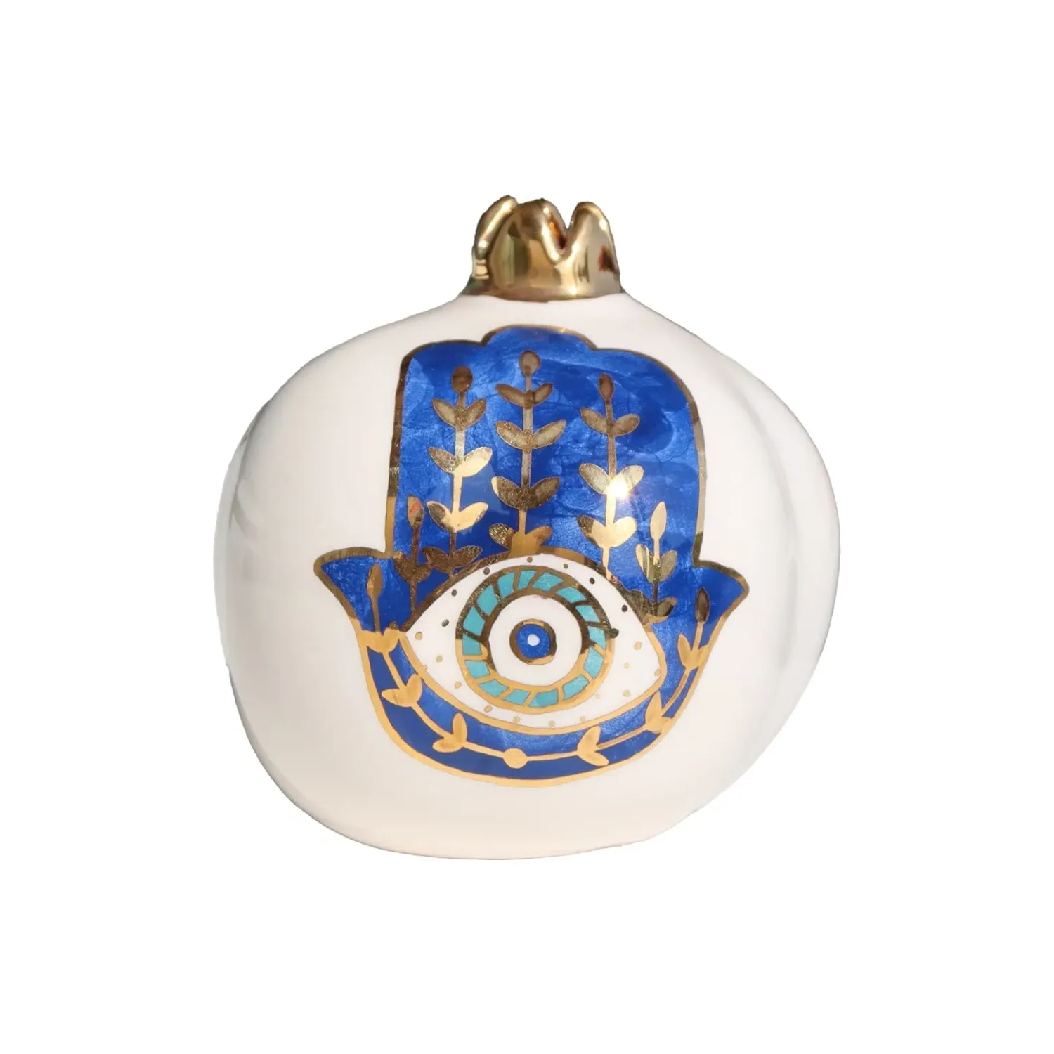 Lapis Blue Khamsa Eye Pomegranate Decoration - Blue