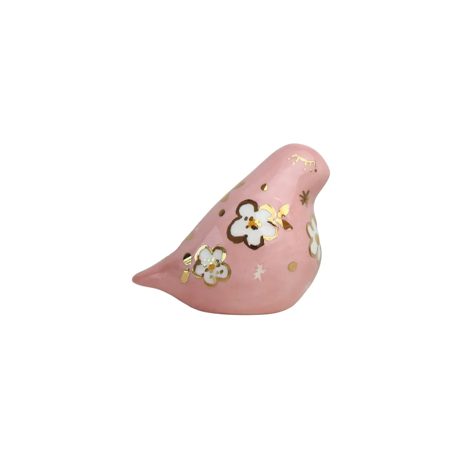 Love Bird Small Decorative Figurine - Pink Daisy, Ceramic image