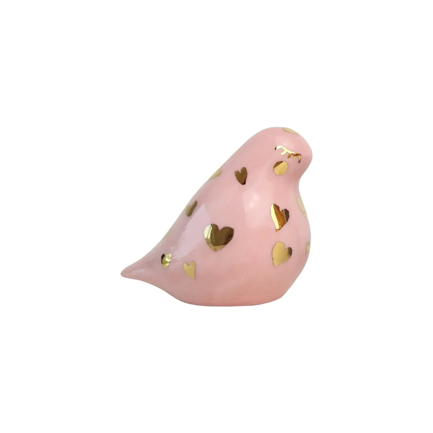 Love Bird Small Decorative Figurine - Pink Heart, Ceramic