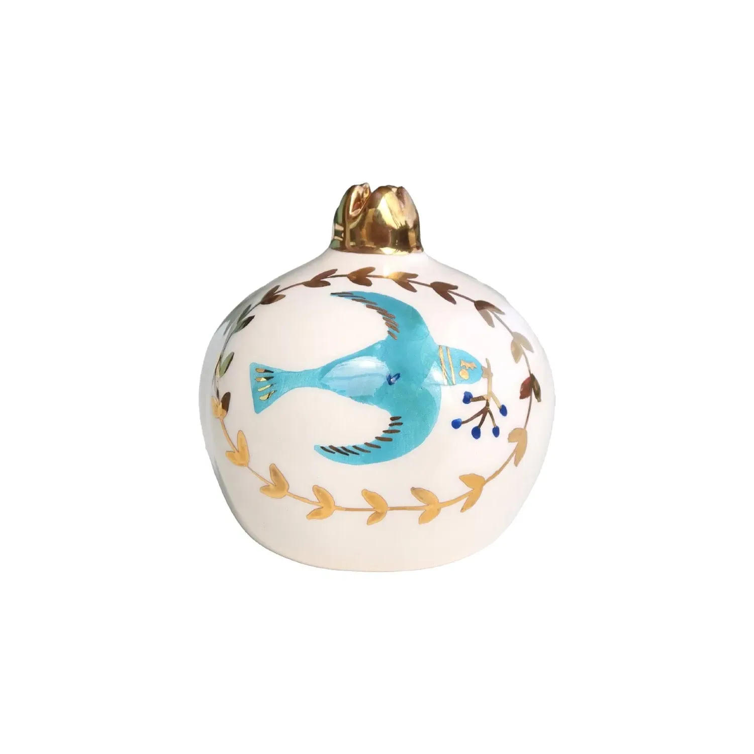 Peace Bird Pomegranate Decoration - Red, Ceramic image