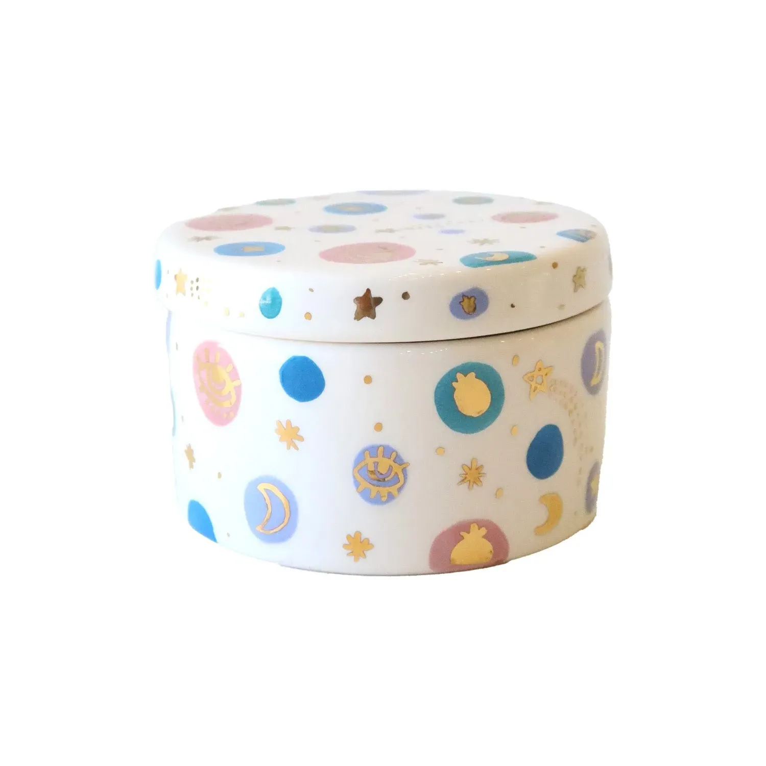 Polka Dot Ceramic Container - Multicolour