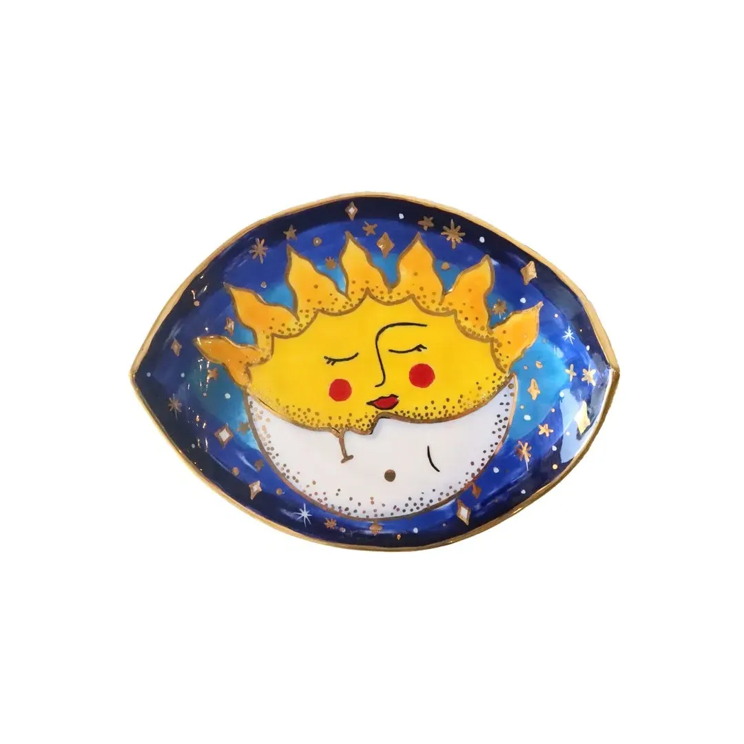 Sun & Moon Love Story Wall Décor - Blue, Ceramic image