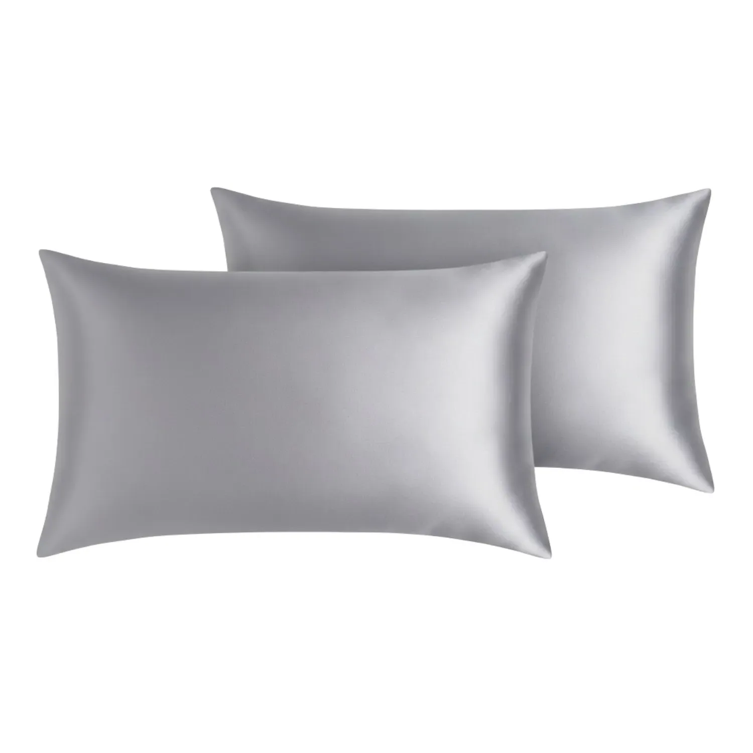 Set of Two Mulberry Silk Pillowcases Envelope Style - Silver