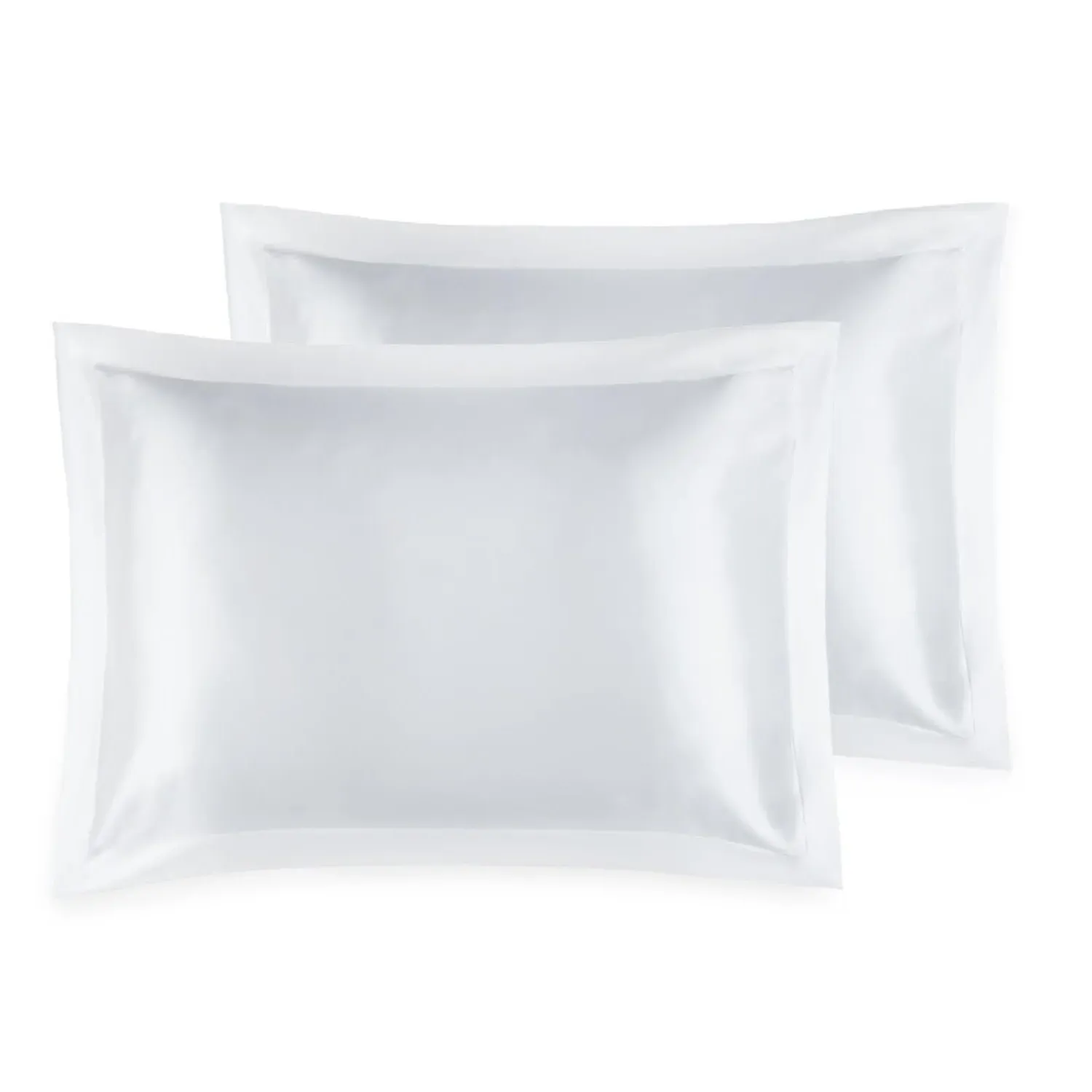 Lucinda Oxford Border Set of Two Pillowcases - White, Silk