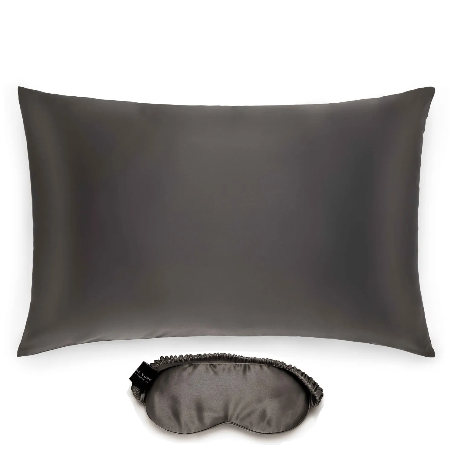Queen Size Pillowcase and Eye Mask Set - Grey, Mulberry Silk