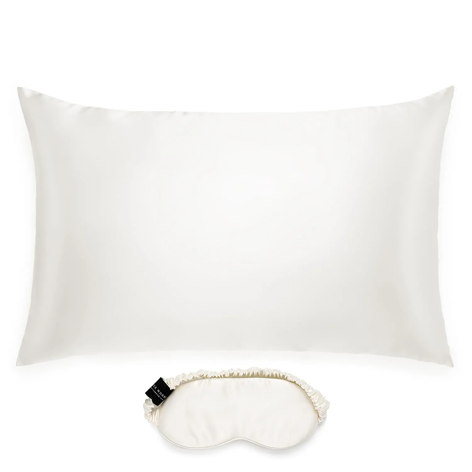 Silk Works King Pillowcase and Eye Mask Set - White, Mulberry Silk image