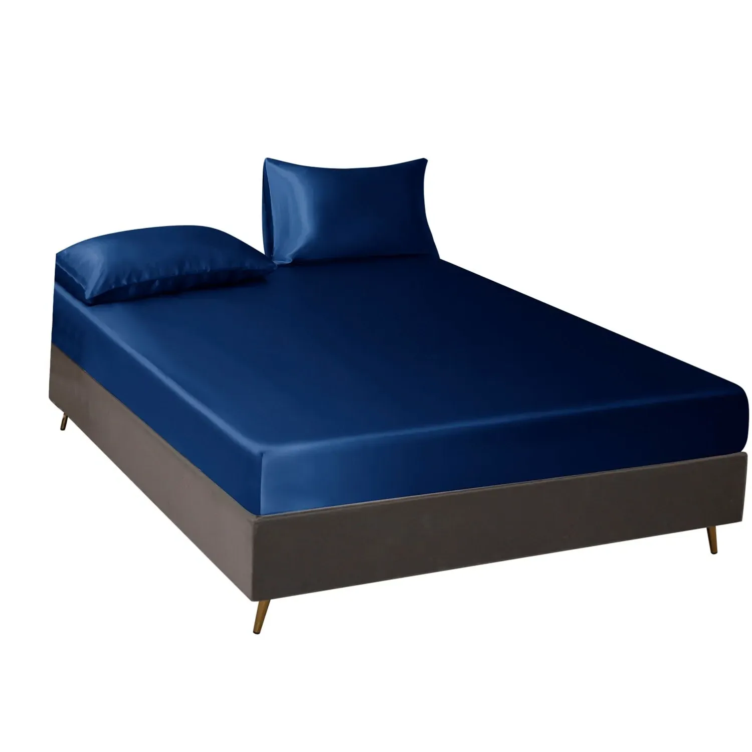 Double Fitted Sheet - Navy, Mulberry Silk