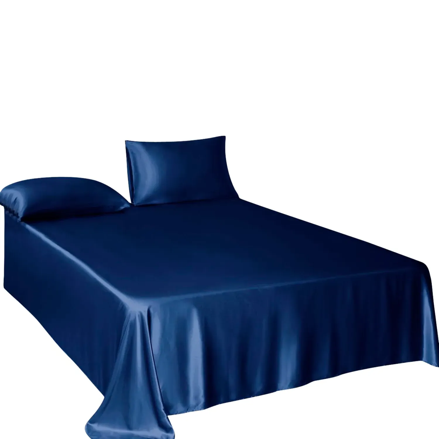 Queen Size Flat Sheet - Navy, Mulberry Silk