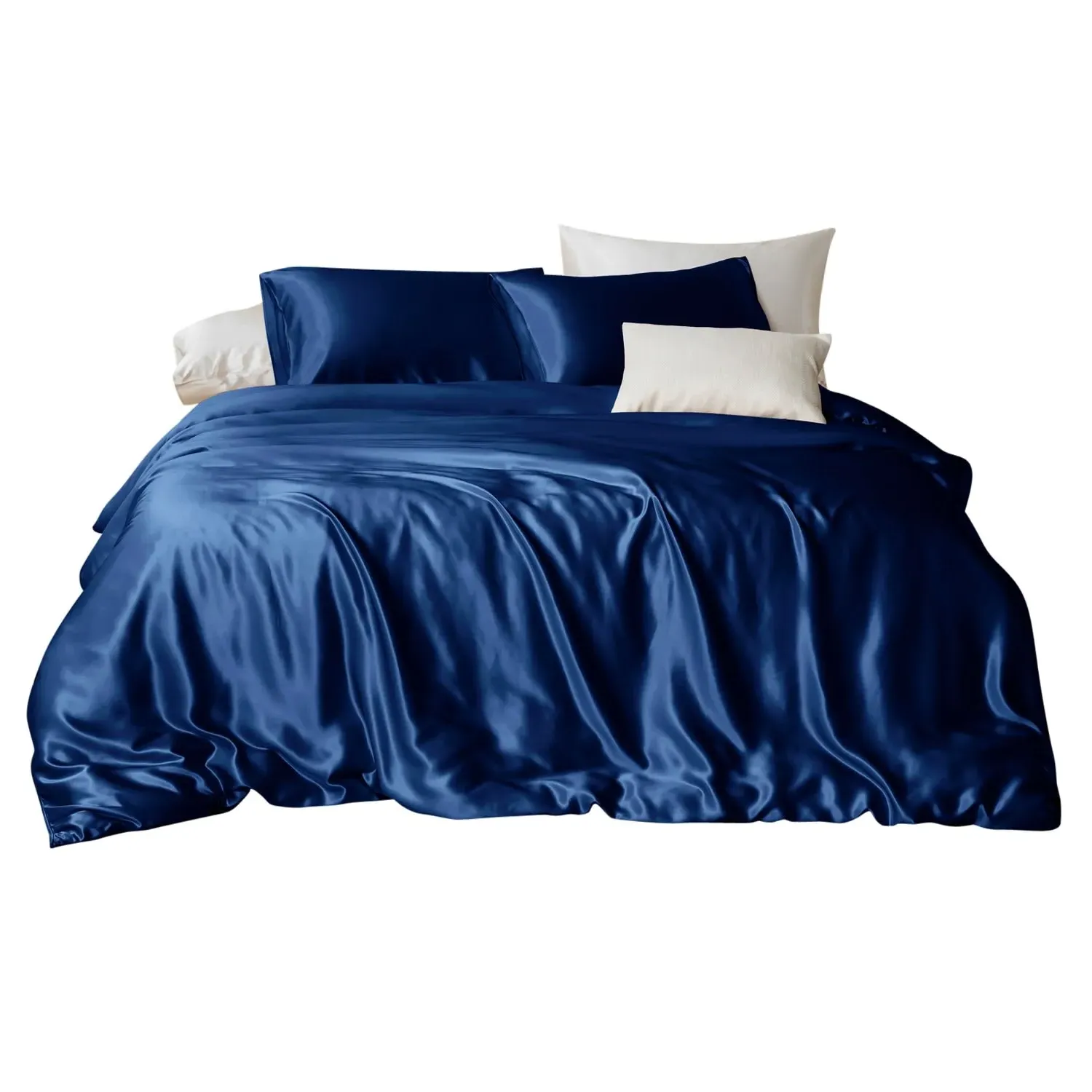 Queen Size Four-Piece Sheet Set - Navy, Mulberry Silk
