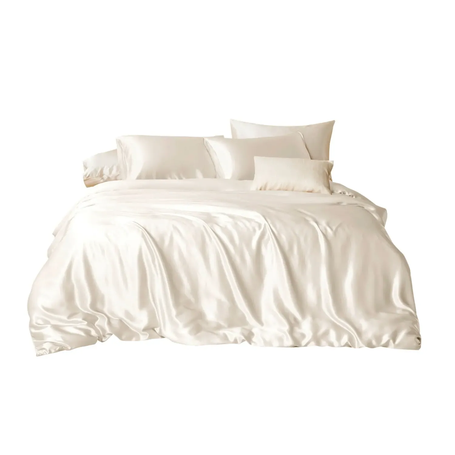 Queen Size Four-Piece Sheet Set - White, Mulberry Silk