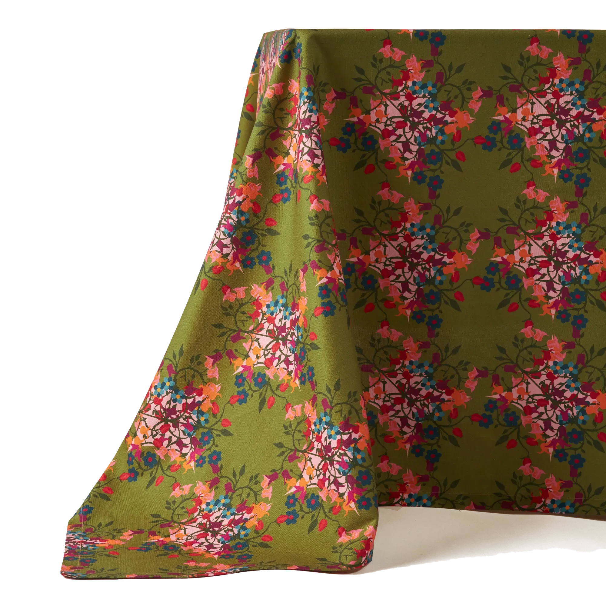Blumen Rectangular Tablecloth - Green, Organic Cotton image