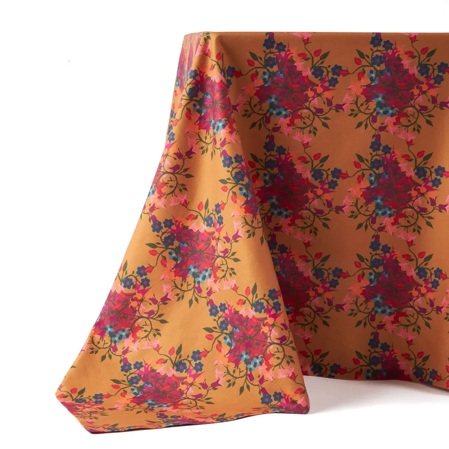 Blumen Rectangular Tablecloth - Orange, Organic Cotton