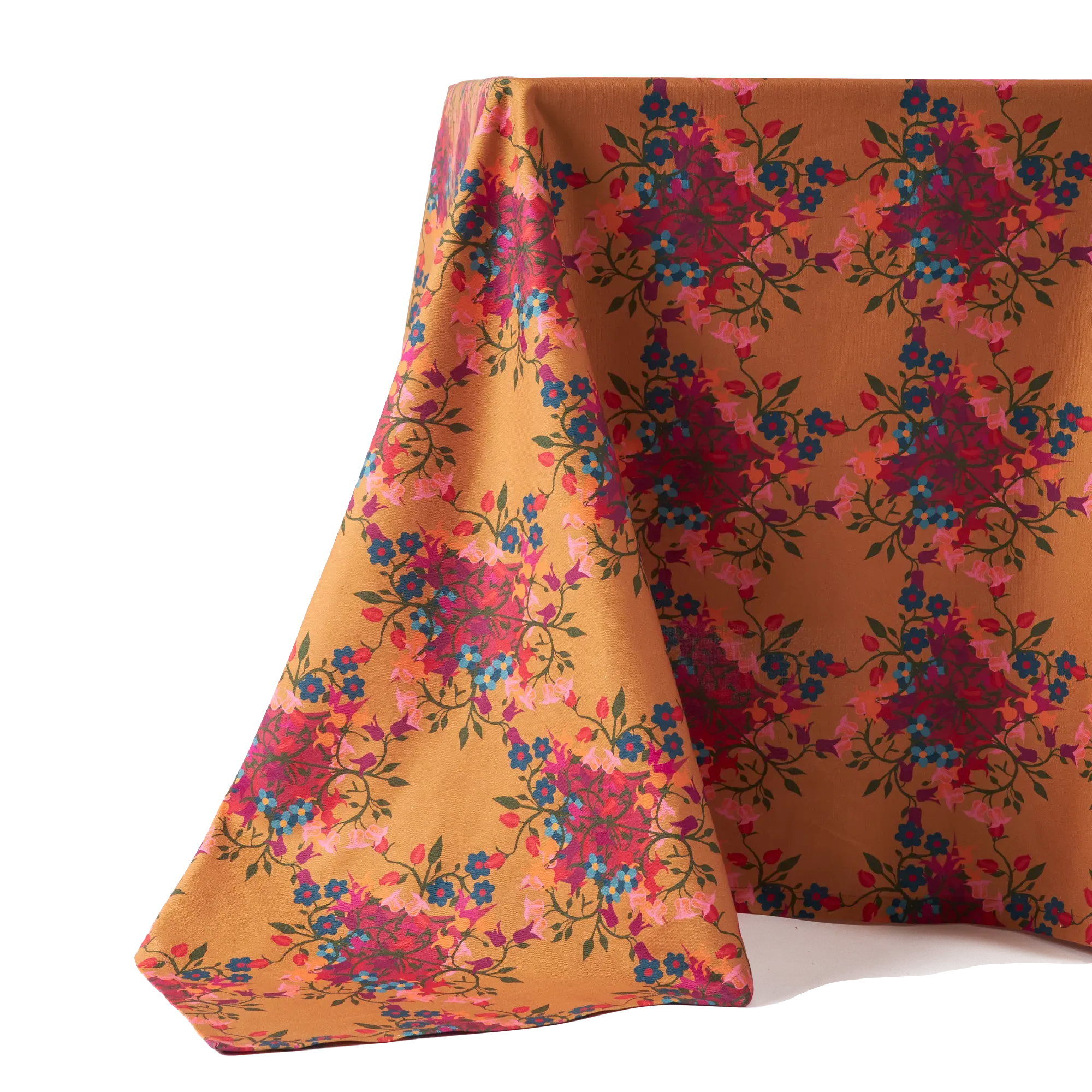 Extra Large Tablecloth Blumen Orange Print - Orange, Organic Cotton