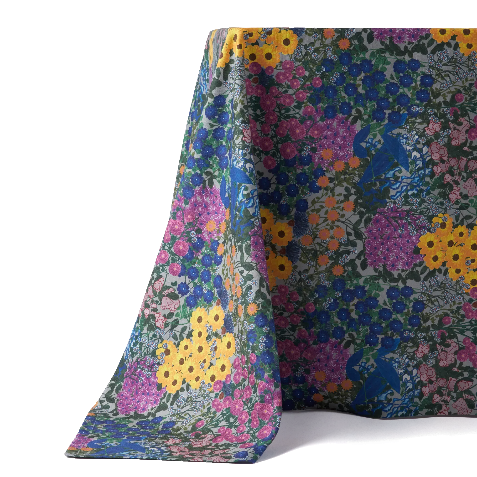 Pré Fleuri Rectangular Tablecloth - Blue, Organic Cotton