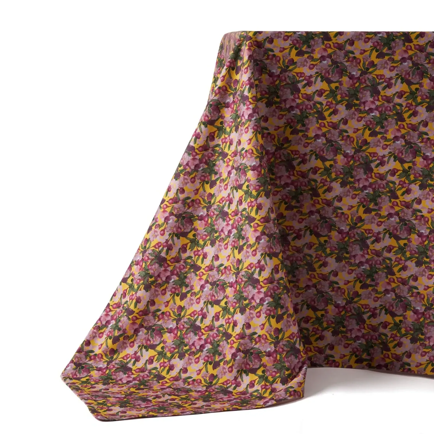 Square Tablecloth Cherry Blossom Print - Pink, Organic Cotton