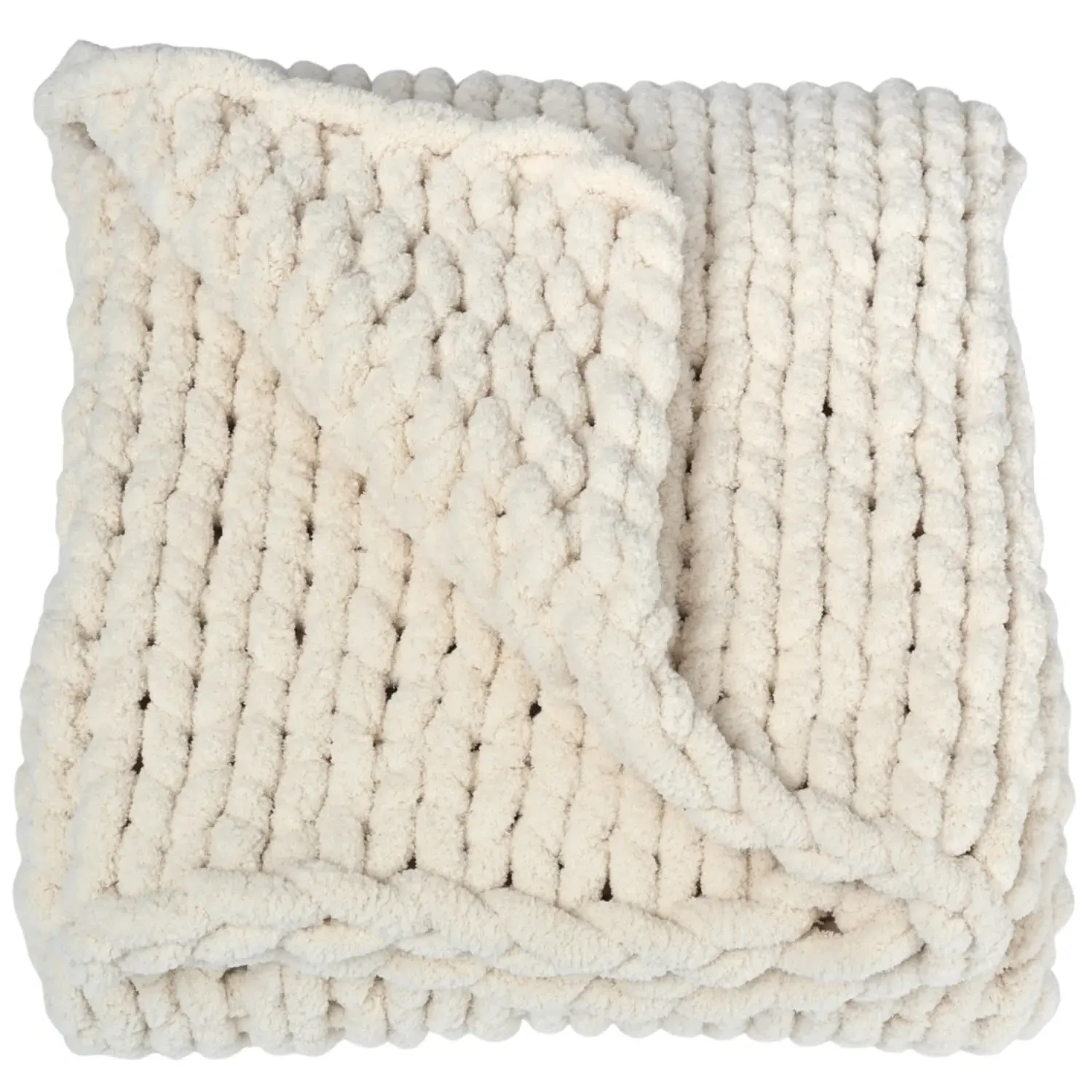 Woven Together Chunky Knit Blanket - Creamy Beige image
