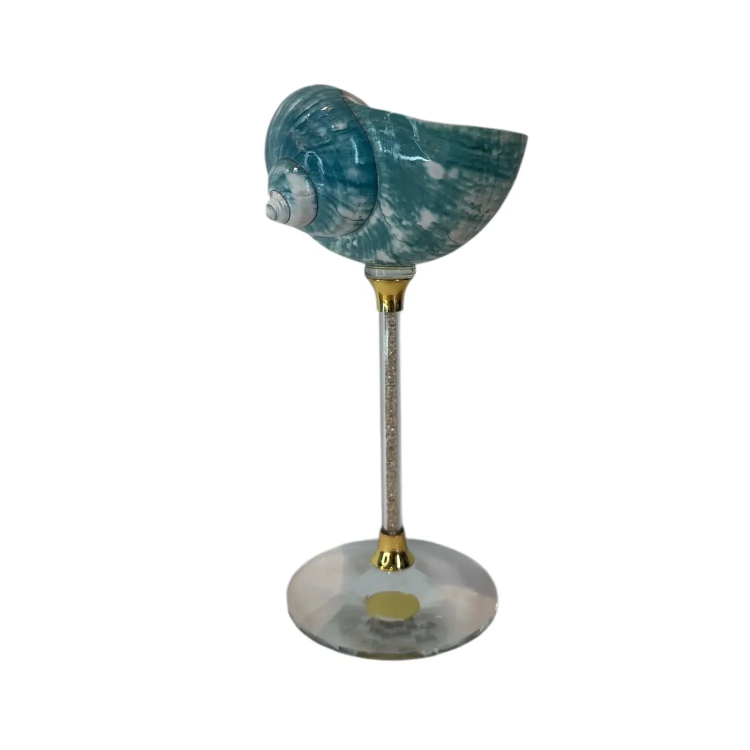 Natural Seashell Wine Glass - Blue, Gold Crystal image