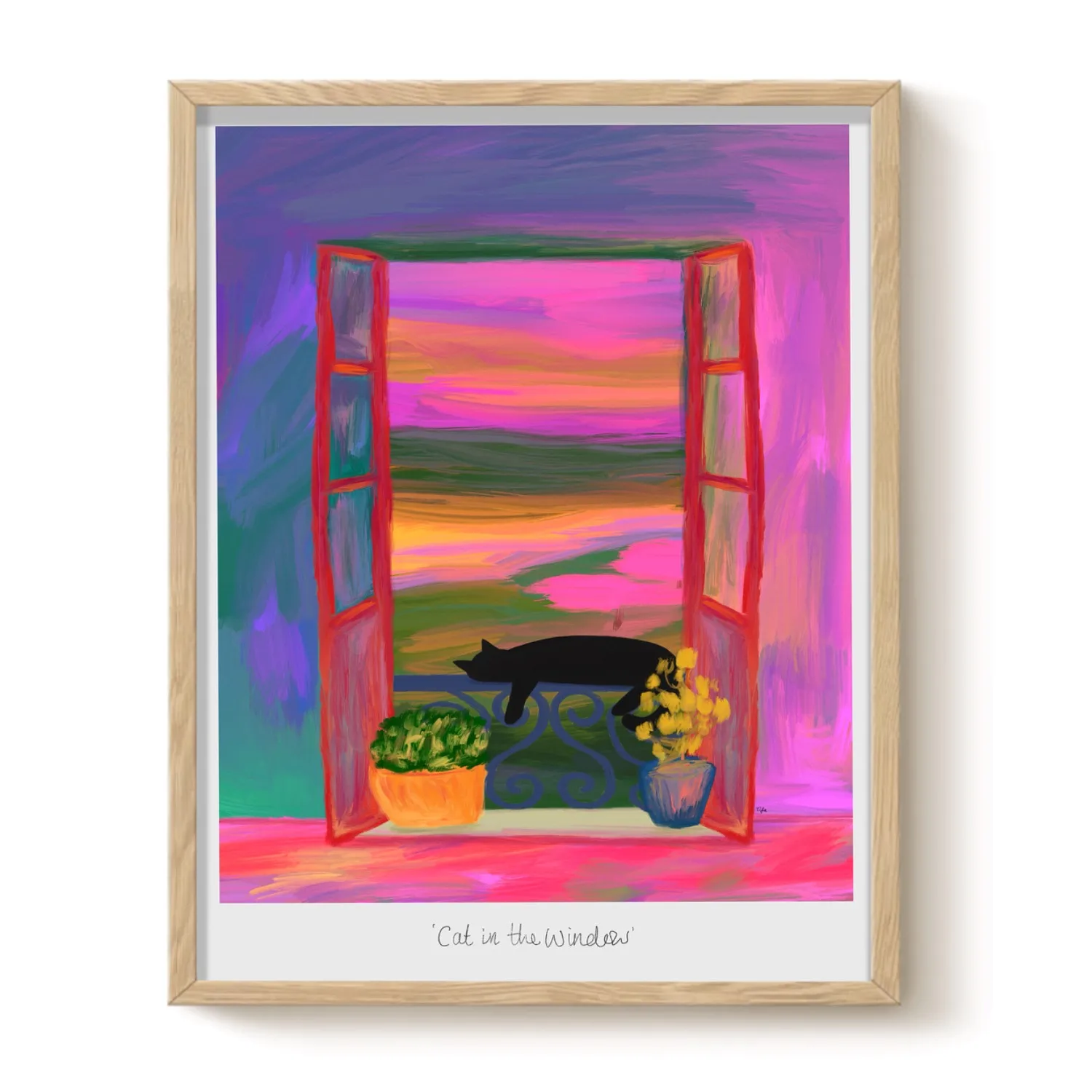 Cat In The Window Medium Art Print - A4 image