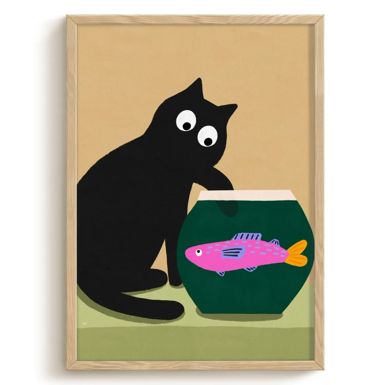 Fish Are Friends A3 Cat Art Print - 297 x 420mm