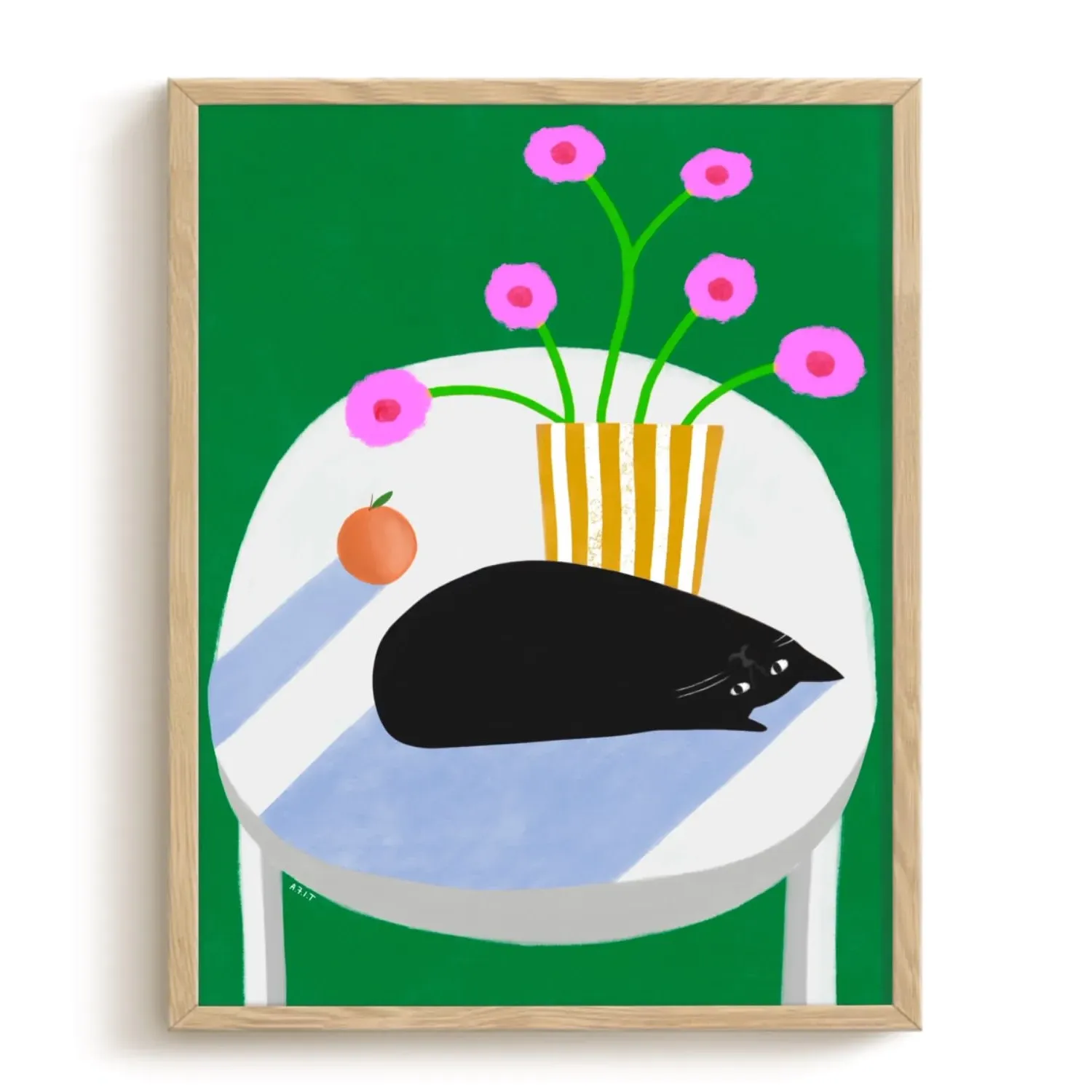Table Cat A4 Art Print - Matte Paper image