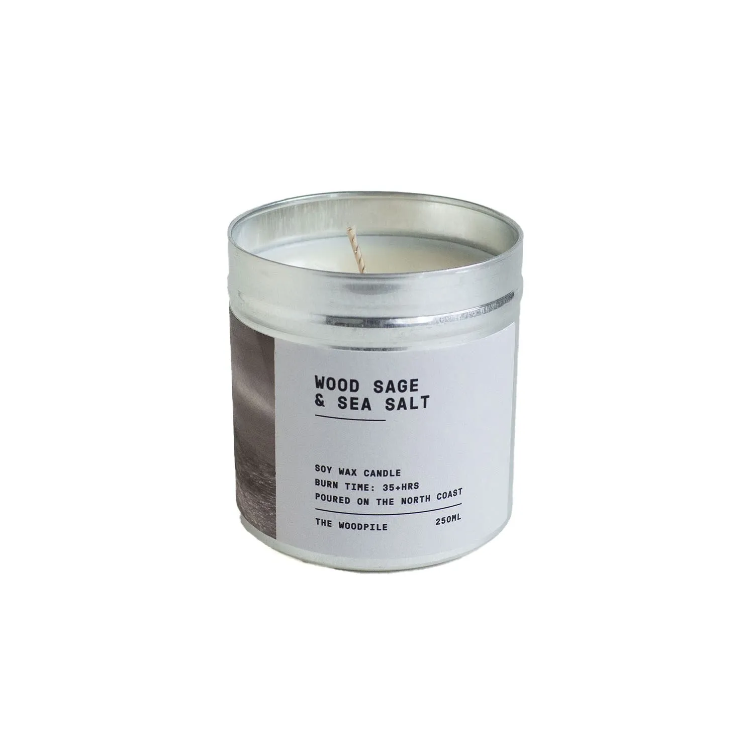Wood Sage & Sea Salt Soy Wax Candle - White image