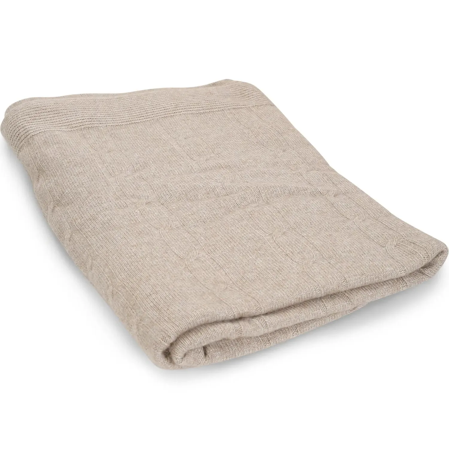 Blake Cable Knitted Throw Blanket - Brown, Cashmere