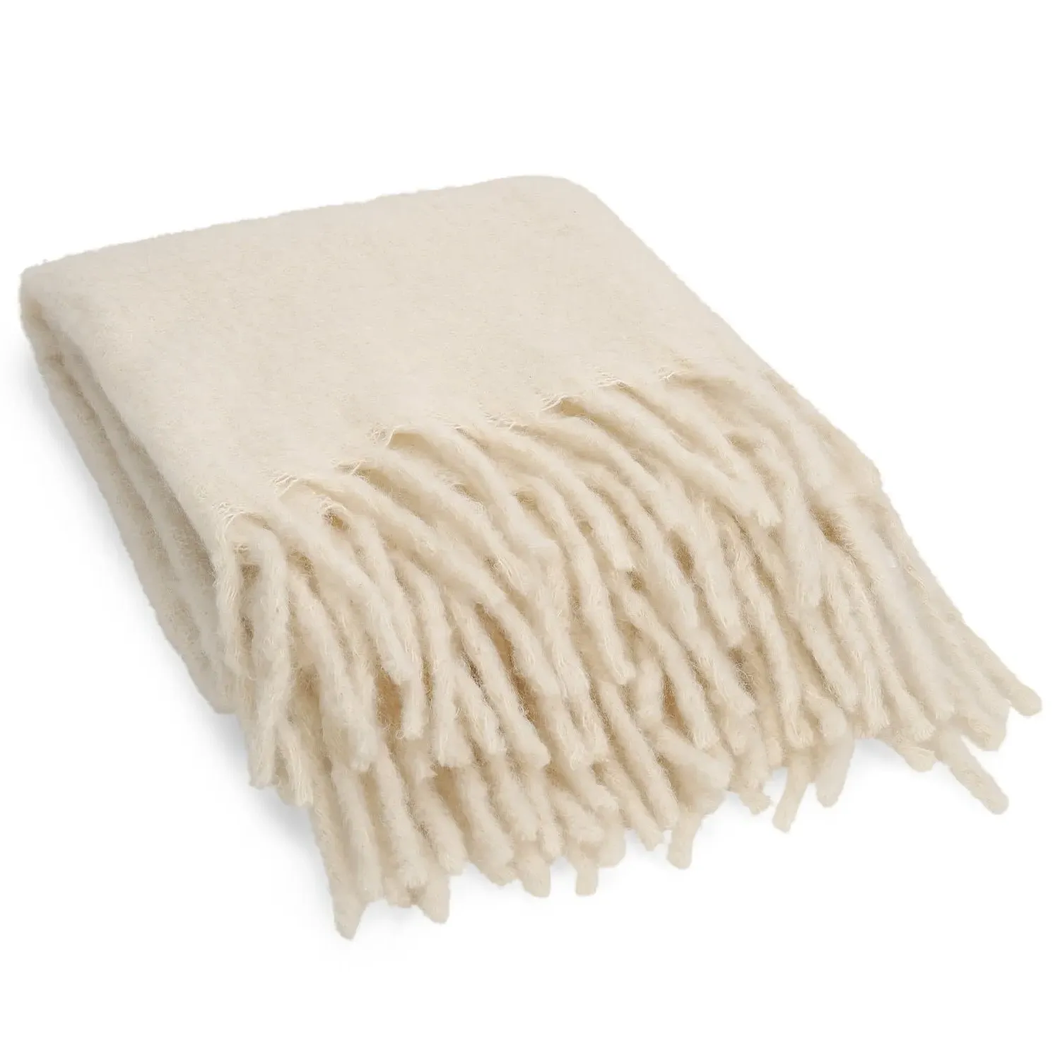 Molly Throw Blanket - Off White, Mohair