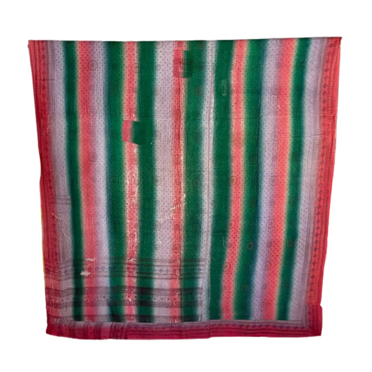 Marigold Path Kantha Throw - Green/Yellow, Cotton