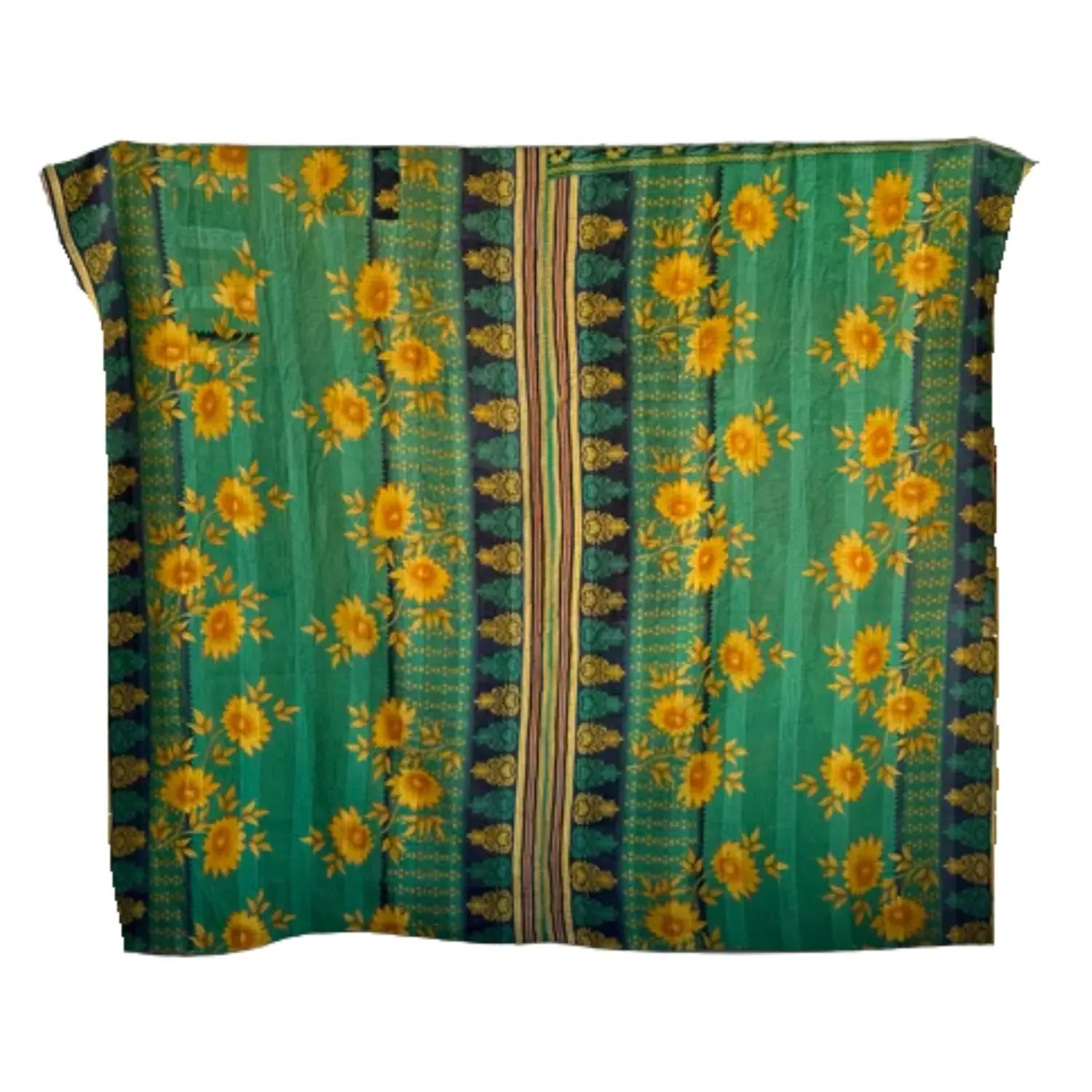 Spice Trail Kantha Throw - Green, Cotton