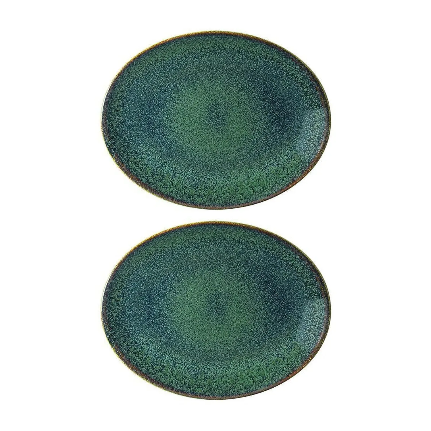 Alanis Coupe Oval Plates Set of Two - Blue, Porcelain
