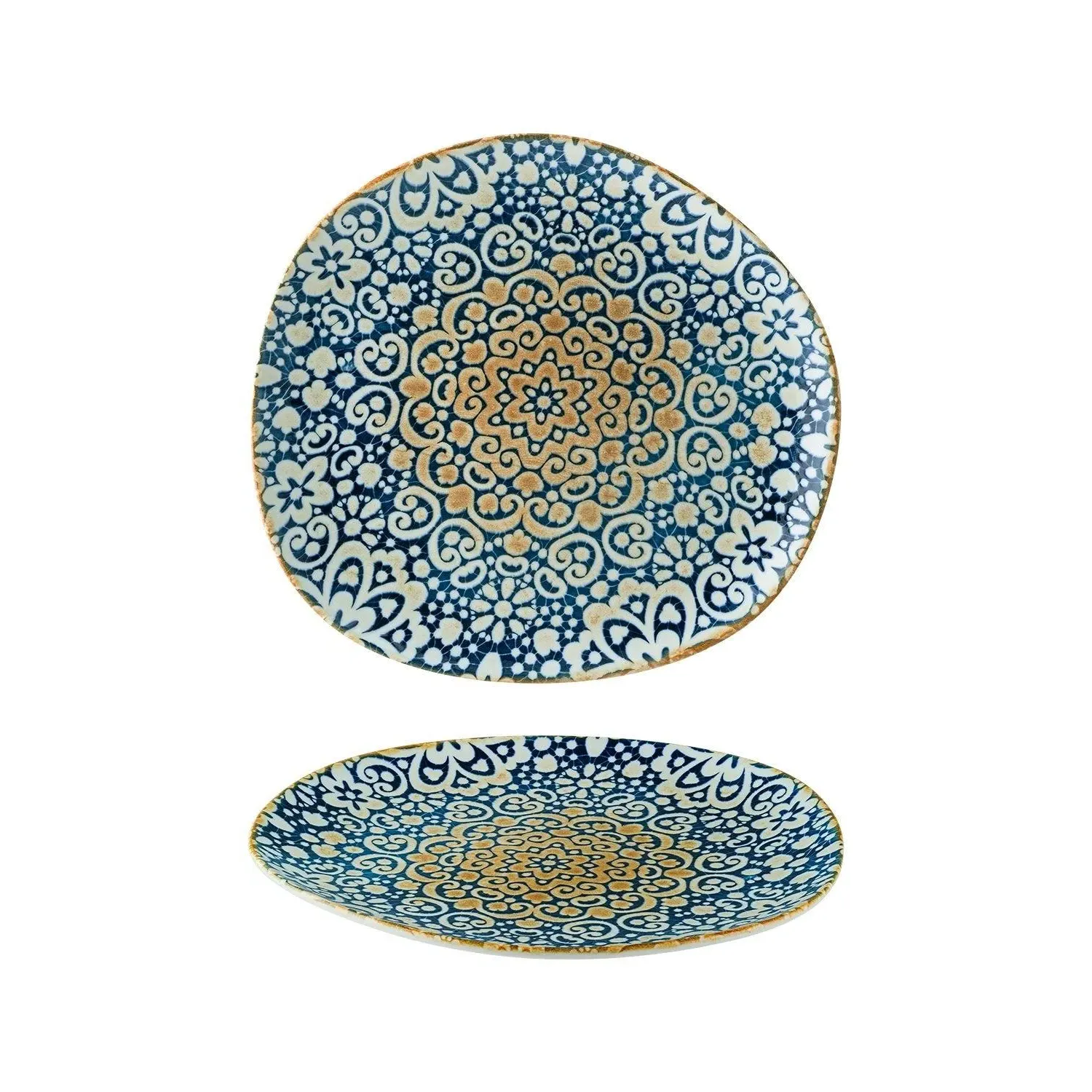 Alhambra Organic Decorated Porcelain Plate - Blue/Brown image