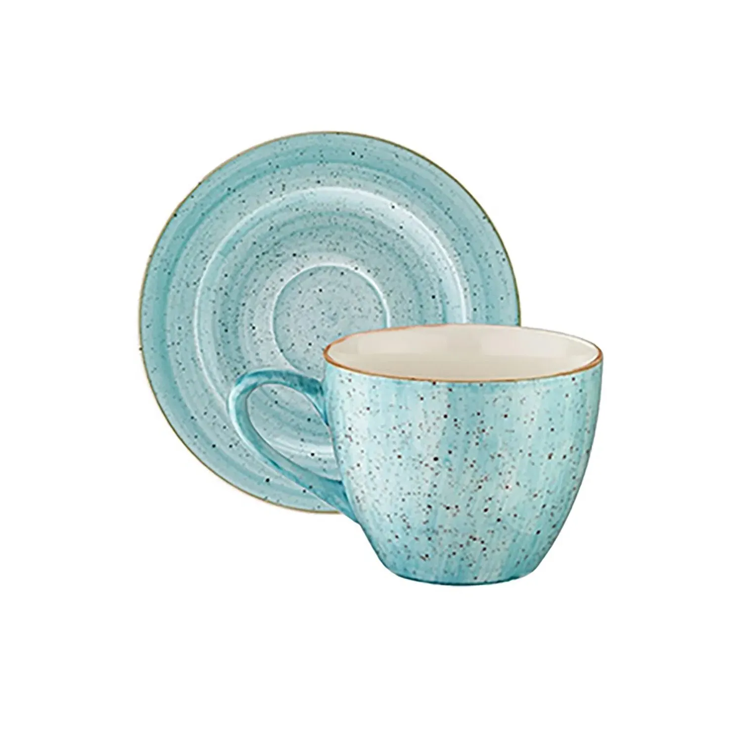 Aqua Bistro Espresso Cup Saucer Set - Blue, Porcelain