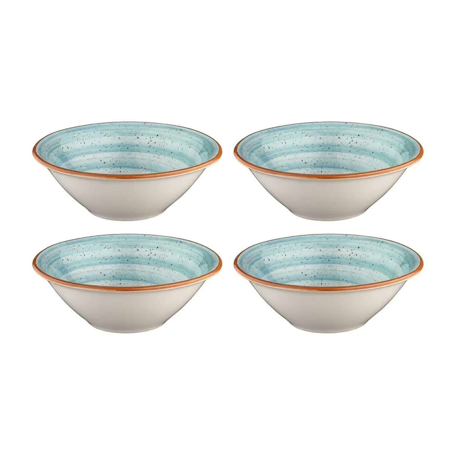 Aqua Collection Round Side Bowl Set of Four - Blue, Porcelain