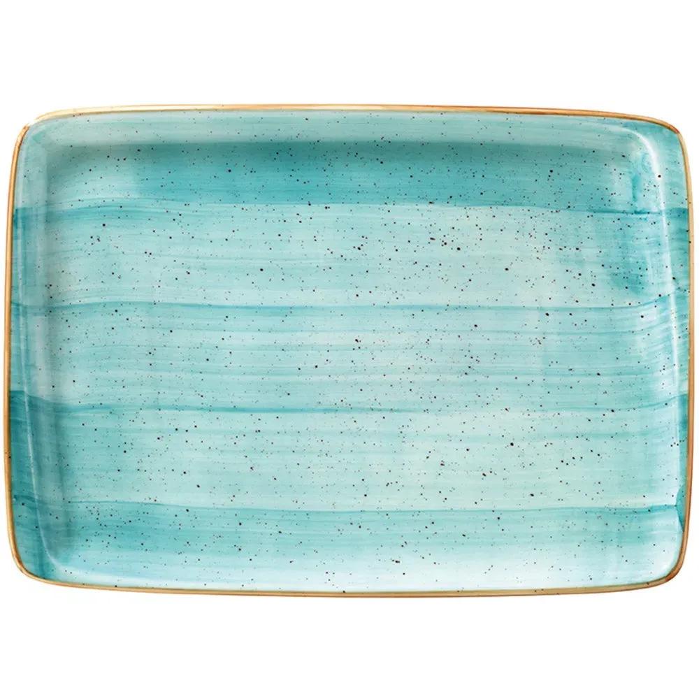 Aqua Rectangular Porcelain Platter - Blue