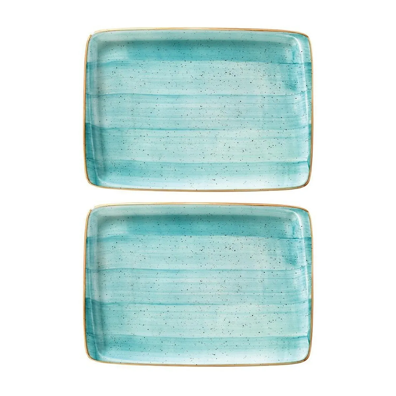 Aqua Rectangular Porcelain Sharing Plate Set - Blue