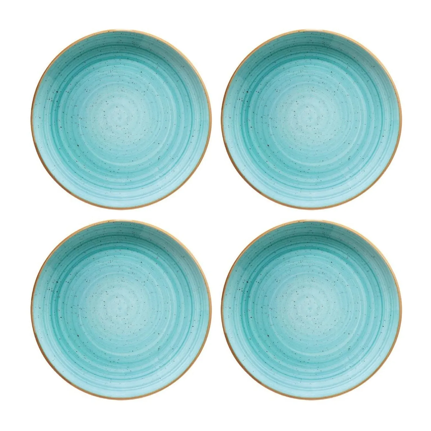 Aqua Round Dinner Plate Set of 4 - Blue, Porcelain image