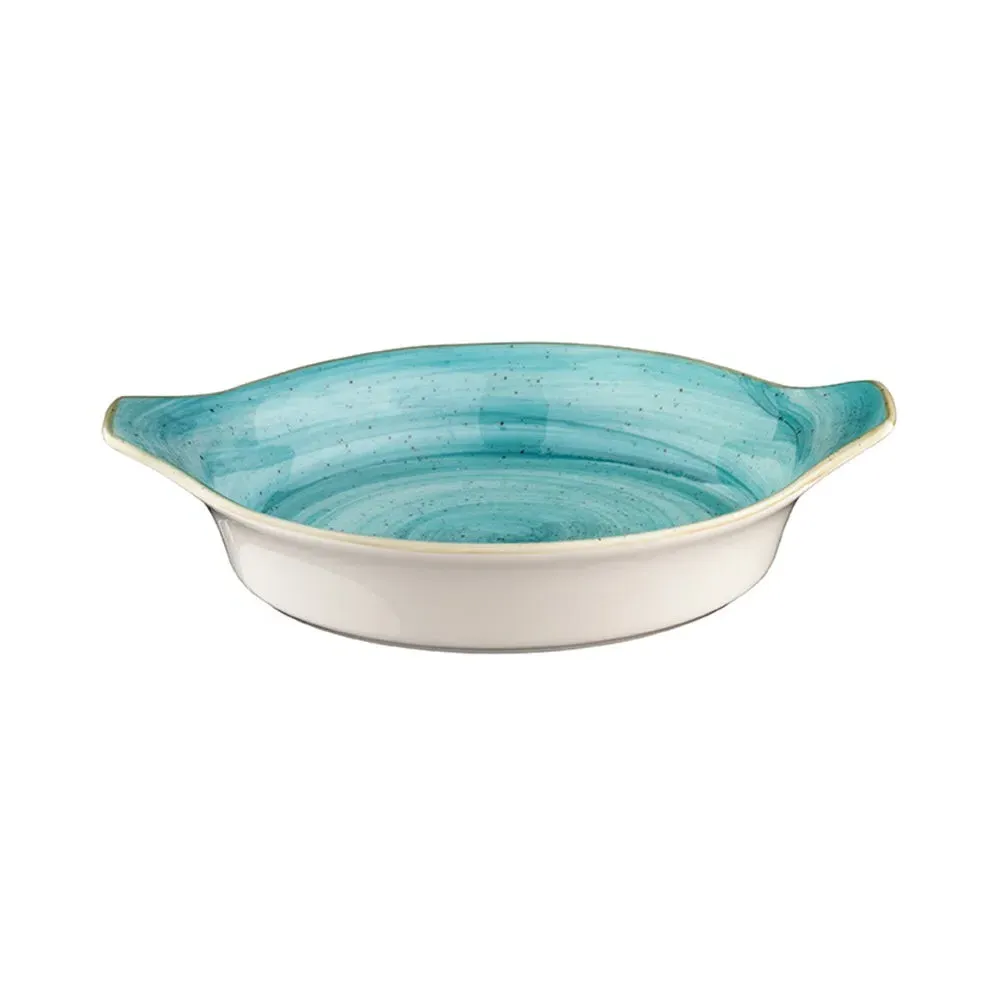 Aqua Round Oven Dish - Blue, Porcelain image