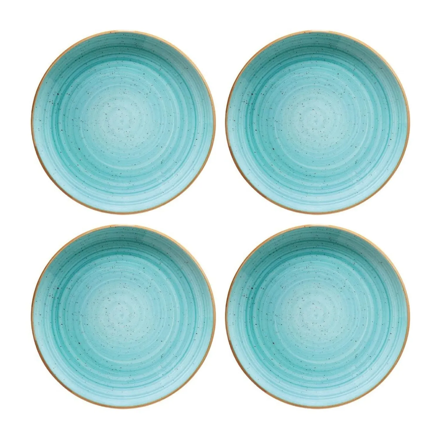 Aqua Round Plate Set of Four - Blue, Porcelain image