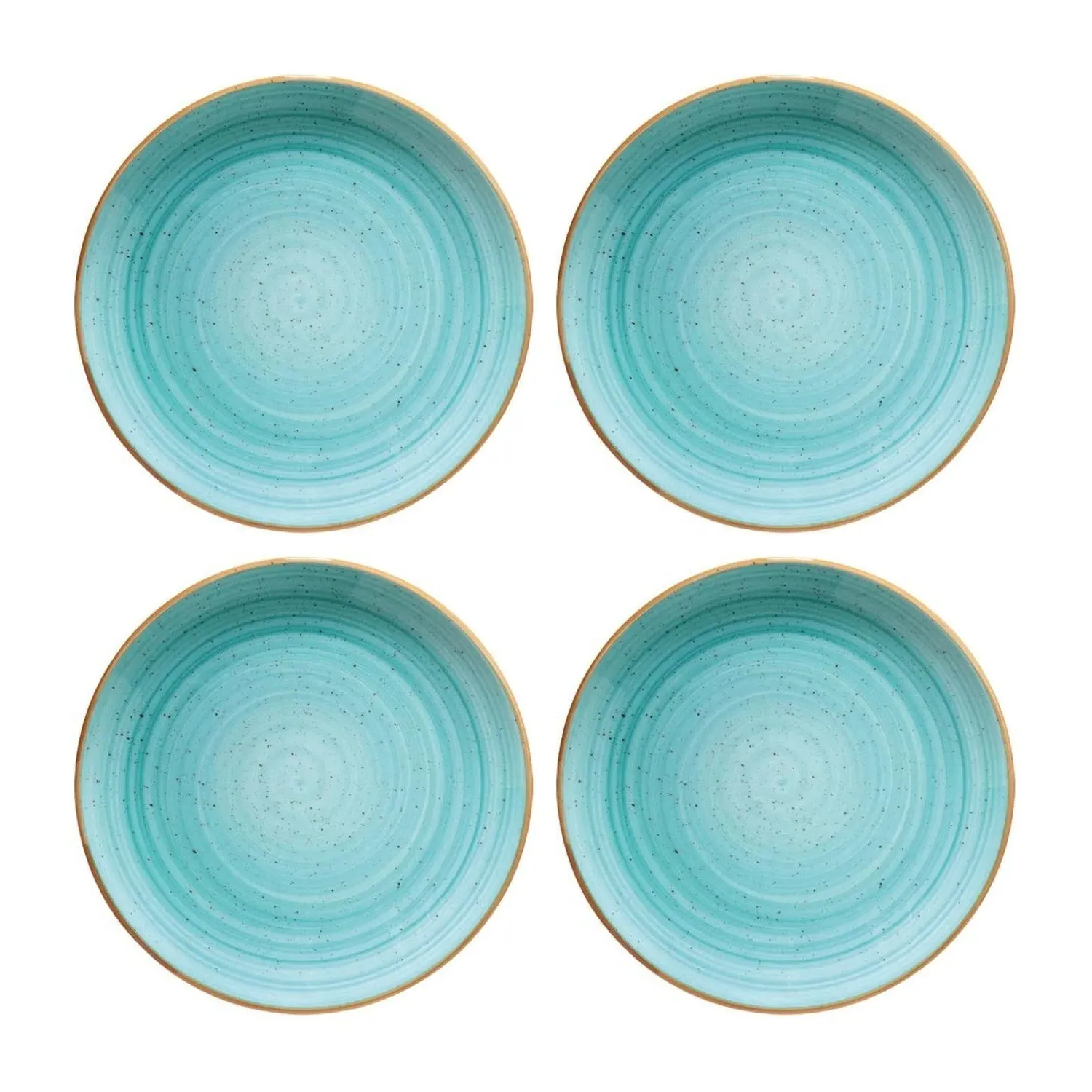Aqua Round Side Plate Set Of Four - Blue, Porcelain image