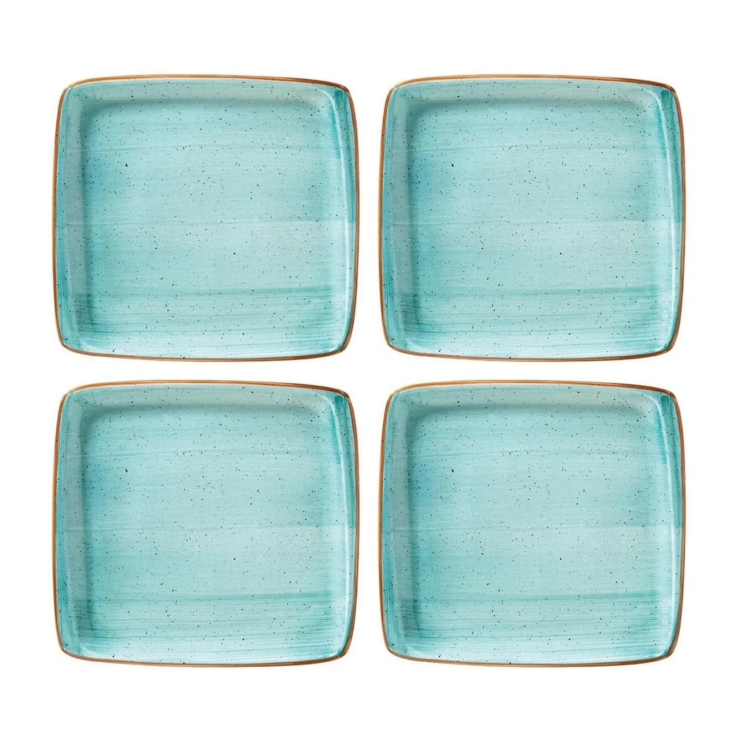 Aqua Square Dessert Plates Set of 4 - Blue, Porcelain image