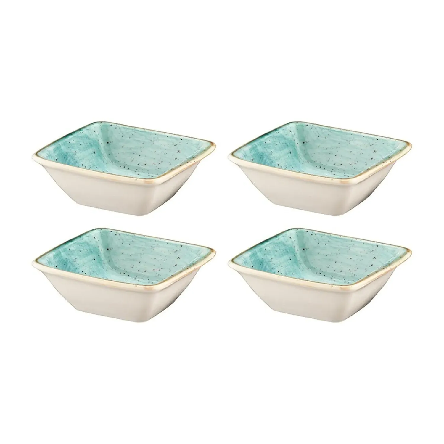 Aqua Square Ramekin Set of Four - Blue, Porcelain image