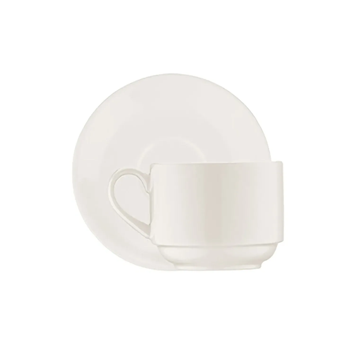 Banquet Stacking Coffee Cup and Saucer Set for Four - White